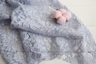 Кружевной гипюр серо-голубой