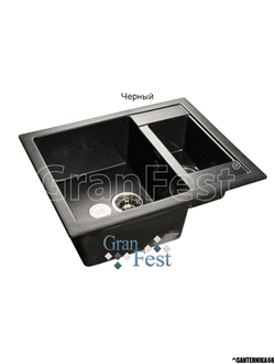 Мойка из искусственного камня GranFest QUADRO GF-Q610K с сифоном