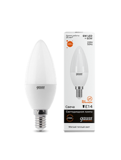 Лампа Gauss LED Elementary Candle 6W E14 2700K/LD33116