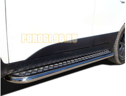 Пороги с накладным листом d53 для Hyundai IX 35 2010-2015