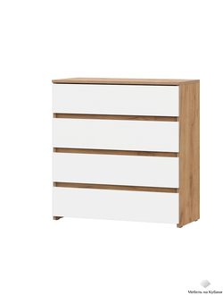 Некст комод 4 ящика Дуб Золотой / Белая шагрень