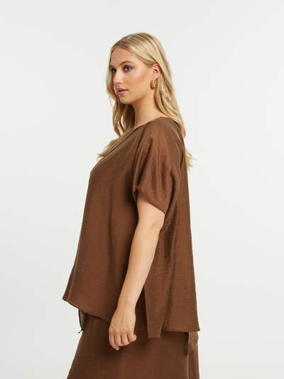 Женская блуза овер сайз из шелковистого льна