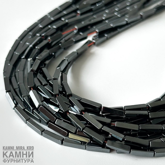 "Гематит" геметин серые прямоугольные палочки 8х2 мм, цена за нить 19 см