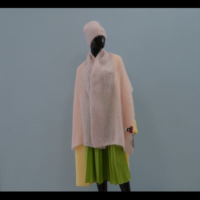 Берет вязаный розовый с отворотом Vizio Италия 6946 BRO