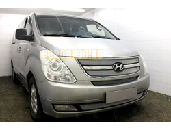 Защита радиатора Hyundai Starex H1 II 2007-2015 под буксировочный крюк chrome низ