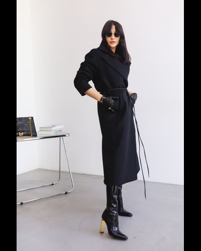 Пальто утепленное шерстяное (черный)