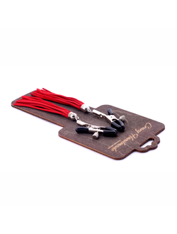 CH-8202 Зажимы на соски «прищепки» с кисточками из замши (Красный) Crazy Handmade