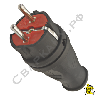 Вилка кабельная AVF 220В/16А 2 полюса+земля IP44 каучук прямая