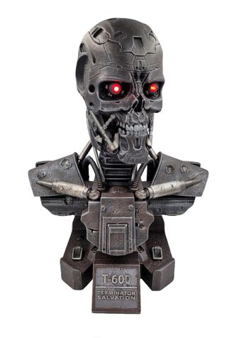 Sideshow, terminator, t600, миниган, робот, скелет, эндоскелет, терминатор, бюст, статуя, skynet