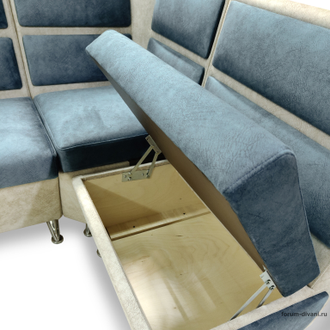 Кухонный Угловой диван "ФОРУМ-1МС", Серый/Слоновая кость, Правый