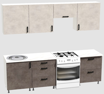 Кухня Эконом 1,8 метра (600х600х600) Цвет: Цемент светлый/Цемент темный