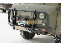 Передний силовой бампер серии Трофи на УАЗ Буханка 2989, 3741, 3909, 2206, 3962, 3303, 39094 1965- (02.214.03)