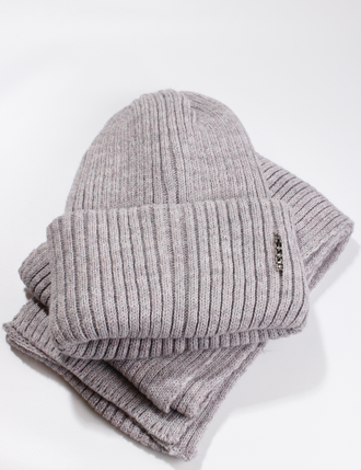 Комплект шапка и шарф "Резинка" 840-838    джинс, т.серый, бежевый, кофе, чёрный, ср.серый, т.беж