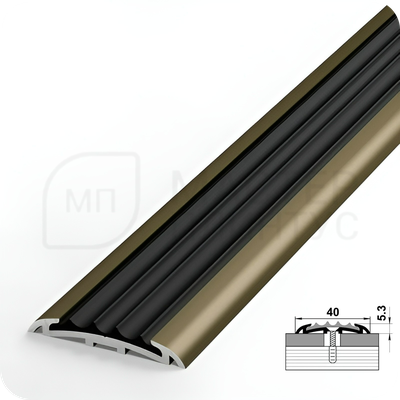 Порог противоскользящий Лука ПС 08-1.2700.04л Бронза с черной ПВХ вставкой