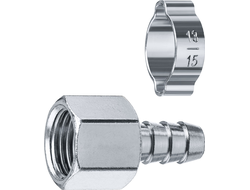 ЗУБР штуцер ?елочка?, 10 мм - 3/8?F, переходник с обжимным хомутом, Профессионал (64923-3/8-10)