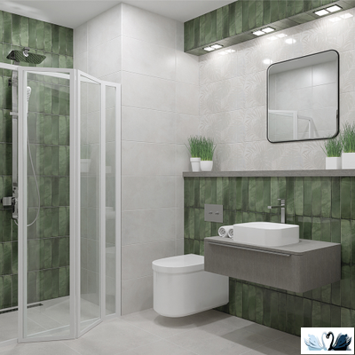 Плитка Azori Bricks Green 31,5 х 63 см настенная зеленый