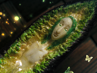 Дух живого леса. Кулон из полимерной глины. Талисман в виде дриады - духа леса