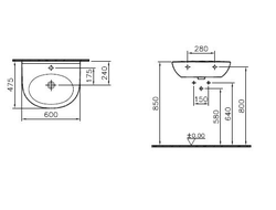 Раковина VitrA Zentrum, 60 см, 5786B003-0001