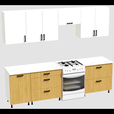 Кухня Эконом 2,1 метра (1300х800) Цвет: Белый/Дуб Сонома