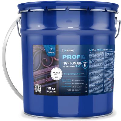 Грунт-эмаль по ржавчине всесезонная ЛАКРА PROF IT 4 в 1 Белая RAL 9003 база А 15 кг