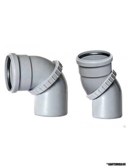Отвод угол поворотный для канализации универсальный MIANO 50мм M0919 110мм M0902