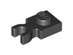 Plate, Modified 1 x 1 with U Clip Thin Vertical Grip, Black (4085b / 4550017)