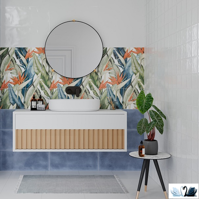 Плитка настенная Gracia Ceramica Folk blue wall 25 х 60 см голубой рельеф