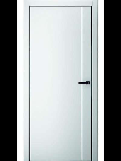 Дверь Albero Стиль Line 4 белая эмаль черной с кромкой и молдингом