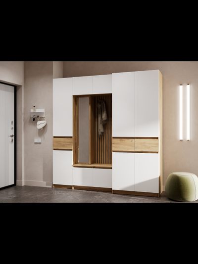 Бостон Лайт Шкаф ШК-002 (2-ств.) Дуб Крафт золотой / Белый (Гладкий)