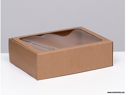Коробка с окном Бурая 31 х 22 х 9,5 см