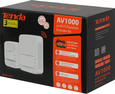 Сетевой адаптер Wi-Fi Powerline адаптеров Tenda PH10 (комплект 2 шт.)