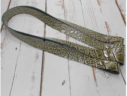 Ручки для сумки кожаные 60 см на винтах пара цвет рептилия зеленая