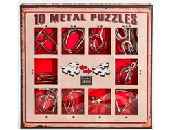 Набор из 10 металлических головоломок (красный)