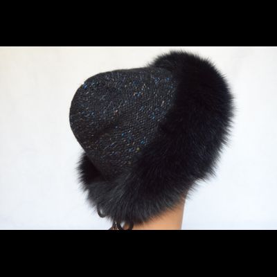 Женская шапка с мехом Vizio Италия 6136 CCP темносиняя