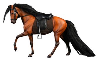 Конь с упряжью (каштановый, вишневый) - Коллекционная ФИГУРКА 1/12 scale Ili horse (JXK063B) - JXK