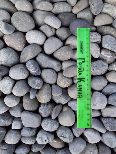 Галька круглая синяя речная, фракция 50-100 мм