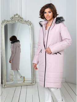 Пальто 23406 серо-розовый ЗИМА