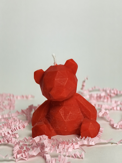 Свеча "Мишка геометрия" Алый