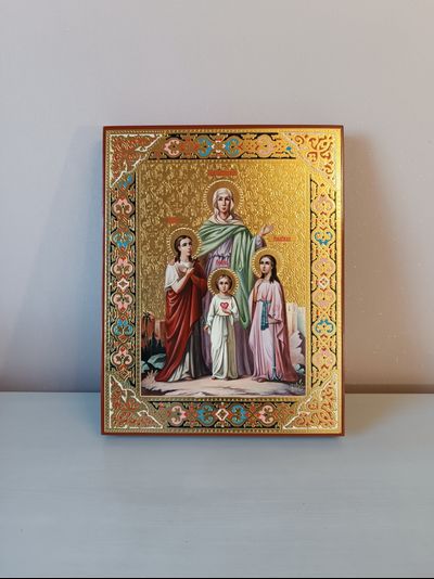Вера, Надежда, Любовь и матерь их София. Рукописная икона 22х28см.