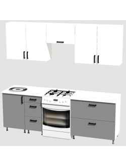 Кухня Эконом 1,8 метра (900х900) Цвет: Белый/Базальт