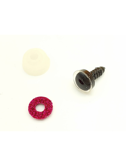 Глаза трапецевидные глиттерные 14 мм, малиновые