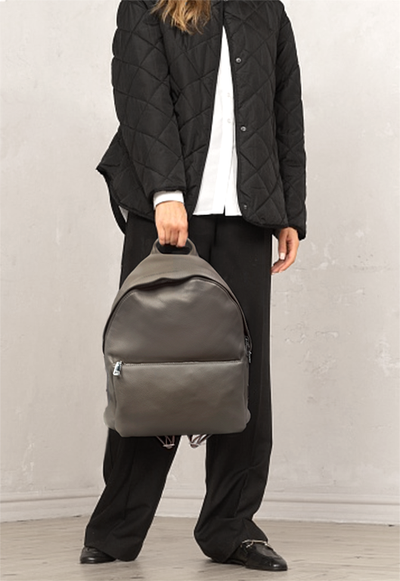 (АРТИКУЛ: 9961/92) ЖЕНСКИЙ РЮКЗАК, БОЛЬШОЙ, НАТУРАЛЬНАЯ КОЖА, ТЕМНО-БЕЖЕВЫЙ, СПЕРЕДИ КАРМАН