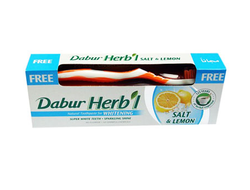 Отбеливающая зубная паста Dabur Herb'l с щеткой 150 гр Соль и лемон