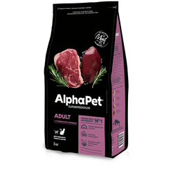 AlphaPet (АльфаПет) Superpremium сухой корм для взрослых кошек с говядиной и печенью, 3 кг