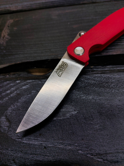 Фрикционный складной нож Микрос сталь AUS10, рукоять G10, цвет красный