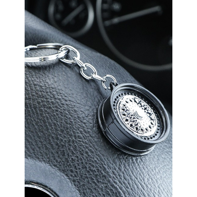 Брелок «Диск D-8» металл, хром/чёрный