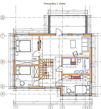 Двухэтажный каркасный дом с четырьмя спальнями 146м² (SK6)