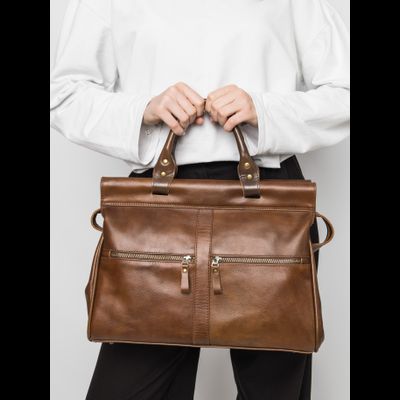 Кожаный саквояж Monvalle Premium brown (арт. 4046-63)
