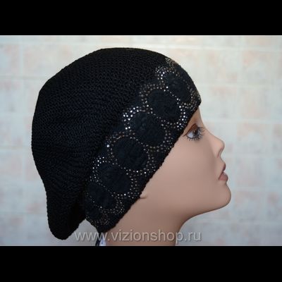 Головной убор с кружевом Vizio 4813 берет черный Италия