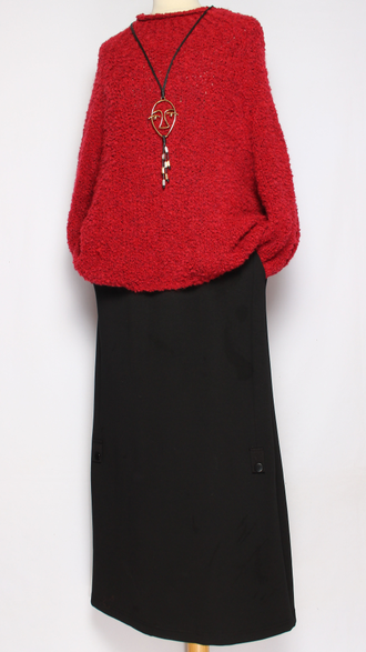 Юбка плотная трикотажная "Клепки шлица" черная р.44,46